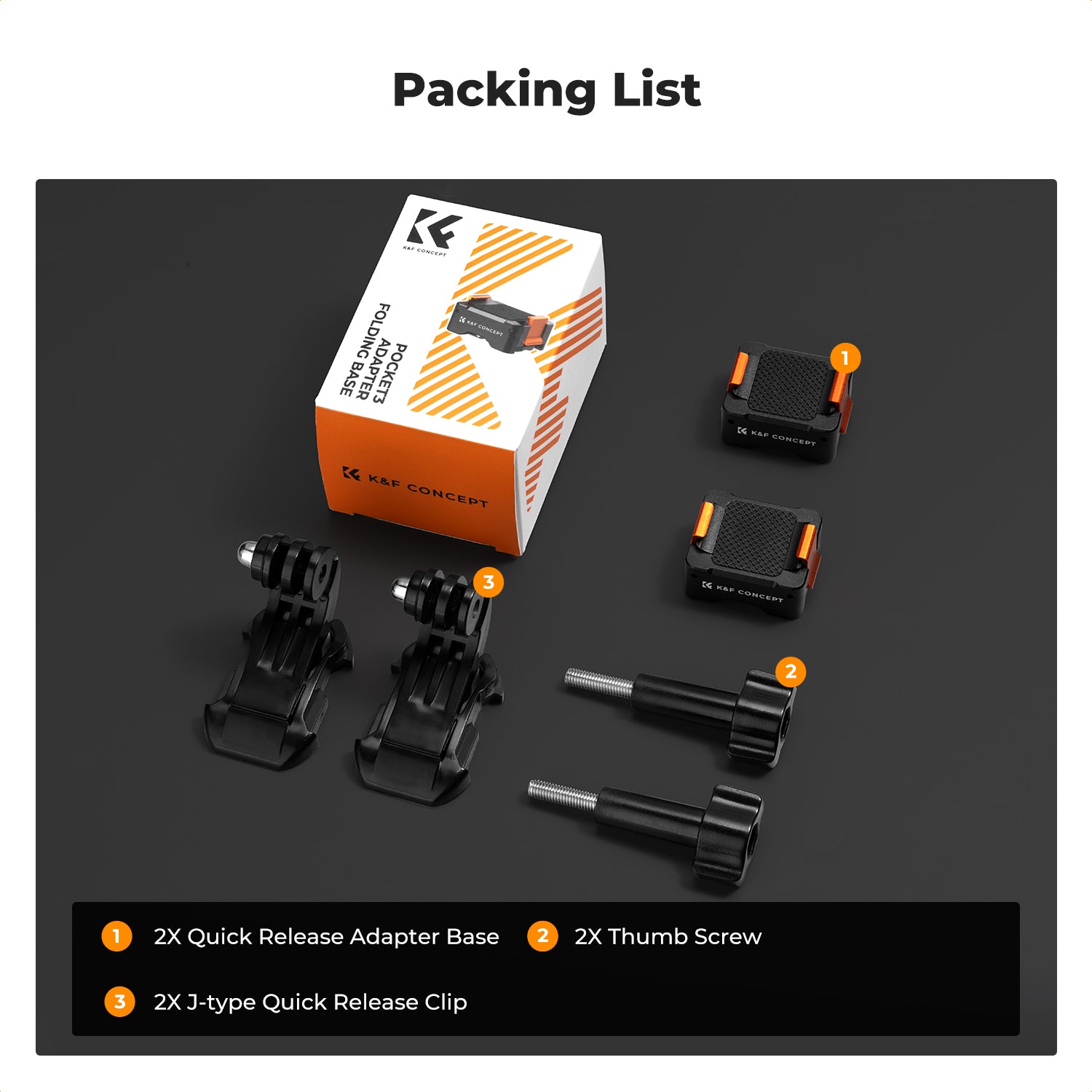 K&F 2Pack Quick Release Adapter Mount for DJI Osmo Pocket 3 Create Combo, Tripod Mount Fit Arca-Swiss Standard, with 1/4 Screw Hole/Folding Finger,Aluminum Alloy Bracket