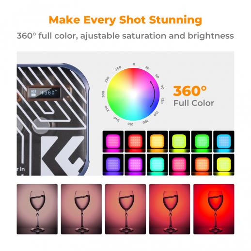 K&F CONCEPT Luz de video LED bicolor, luces de cámara portátil recargables de 2000 mAh, CRI 96 , 2500K-9900K, 15 efectos de luz, iluminación de fotografía para vlogging, selfie, azul K&F CONCEPT Luz de video LED bicolor, luces de cámara portátil recargables de 2000 mAh, CRI 96 , 2500K-9900K, 15 efectos de luz, iluminación de fotografía para vlogging, selfie, azul