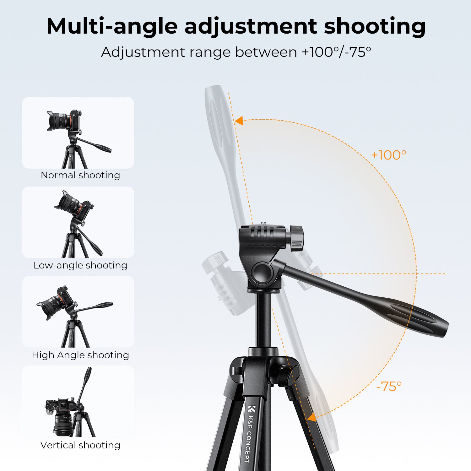 K&F 1.5 m Aluminum Travel Tripod with Bluetooth Remote and Adjustable Height (17-60 inches) - Lightweight (0.61kg), 360° Panorama, Compact Fold (42cm) - Ideal for B174A1 Travel and Outdoors