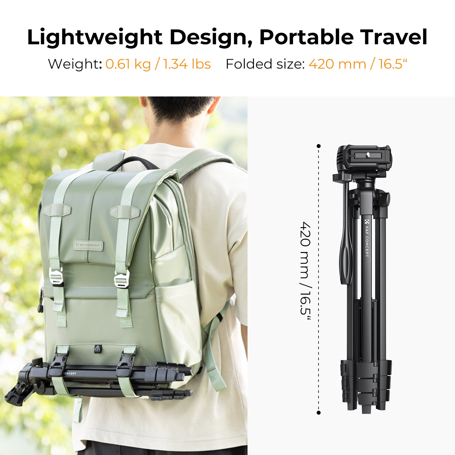 K&F 1.5 m Aluminum Travel Tripod with Bluetooth Remote and Adjustable Height (17-60 inches) - Lightweight (0.61kg), 360° Panorama, Compact Fold (42cm) - Ideal for B174A1 Travel and Outdoors