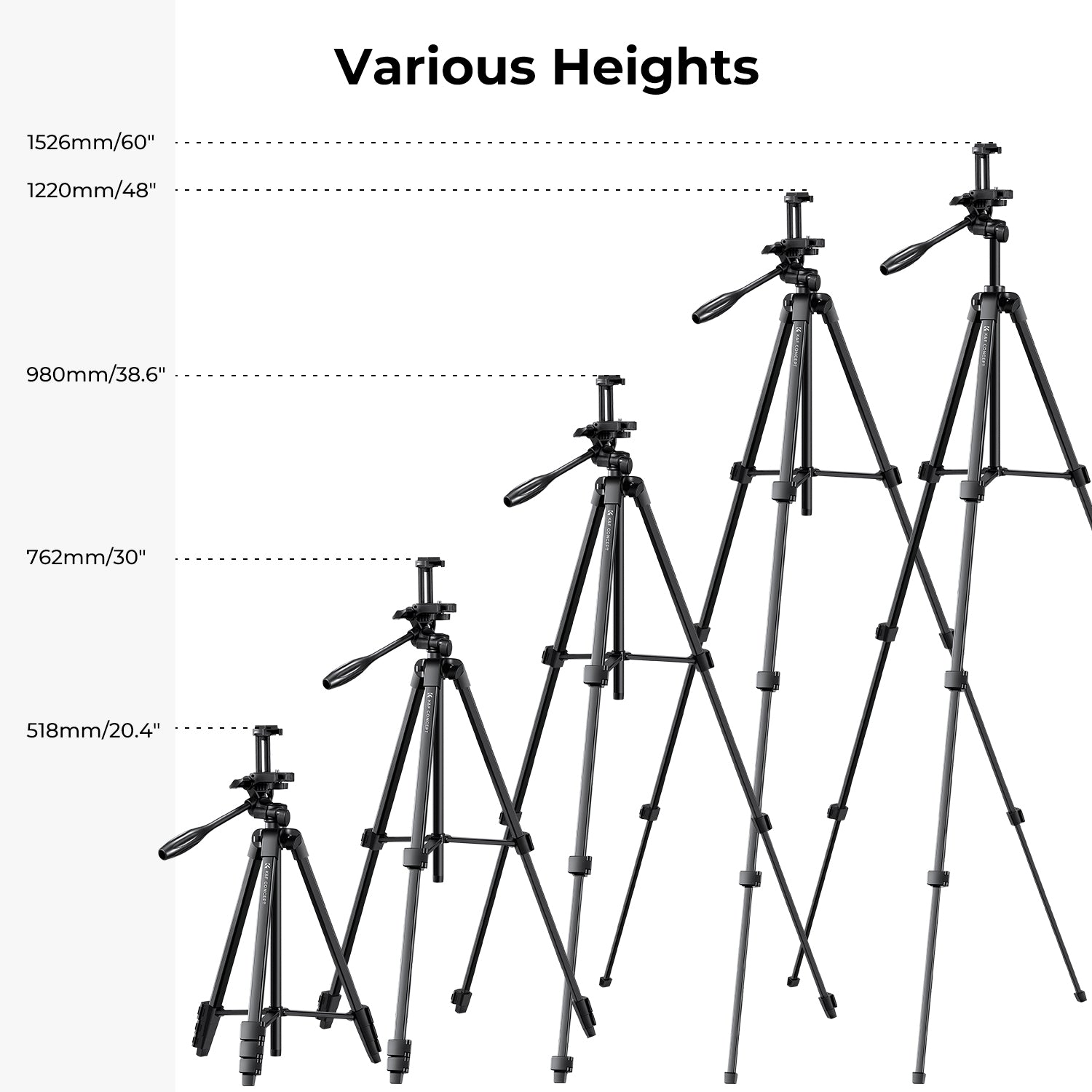 K&F 1.5 m Aluminum Travel Tripod with Bluetooth Remote and Adjustable Height (17-60 inches) - Lightweight (0.61kg), 360° Panorama, Compact Fold (42cm) - Ideal for B174A1 Travel and Outdoors