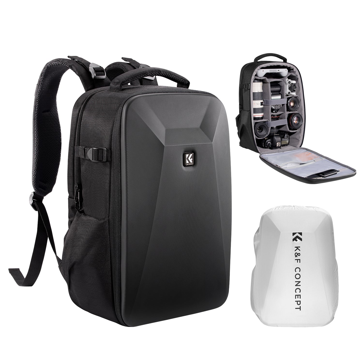 K&F Camera Backpack Hardshell  Photography Camera Bag with 15.6 Inch Laptop Compartment  Backpack 22L Nature Wander 10 (Black)