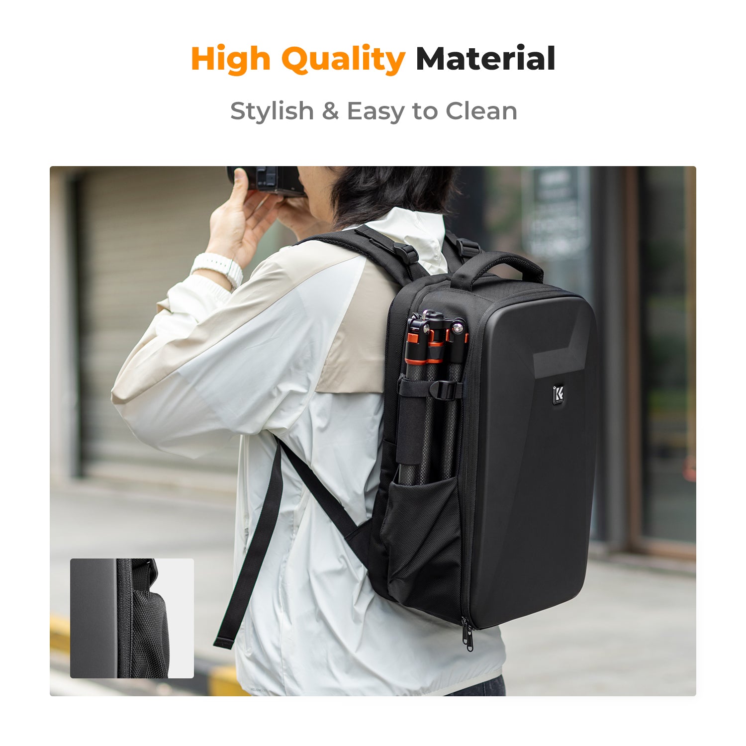 K&F Camera Backpack Hardshell  Photography Camera Bag with 15.6 Inch Laptop Compartment  Backpack 22L Nature Wander 10 (Black)