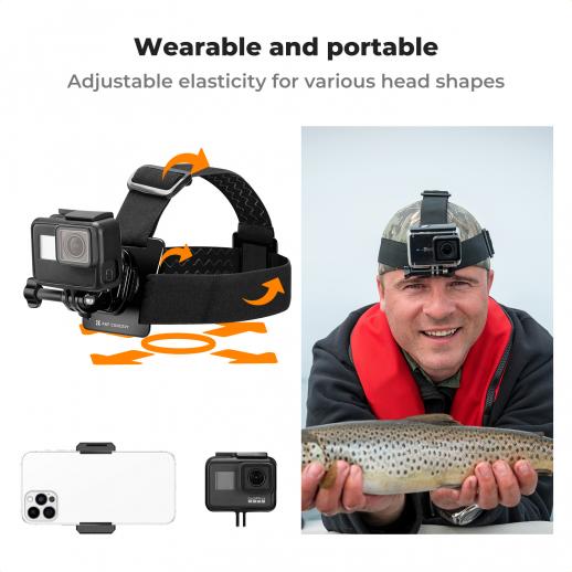 K&F Concept Head Strap & Chest Mount Set for GoPro Hero 13 12 11 10 9 8 7 6 5 4 Session DJI Osmo Action Cameras, Quick Release Adjustable Action Camera Accessories Kit