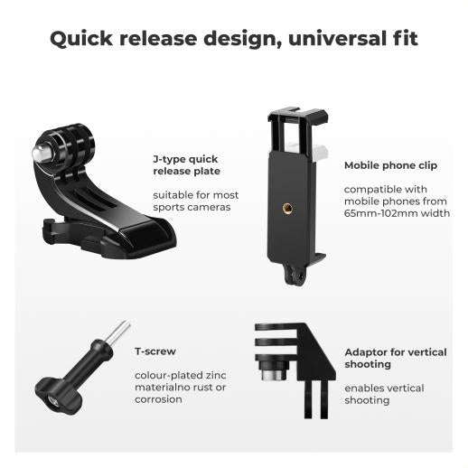K&F Concept Head Strap & Chest Mount Set for GoPro Hero 13 12 11 10 9 8 7 6 5 4 Session DJI Osmo Action Cameras, Quick Release Adjustable Action Camera Accessories Kit