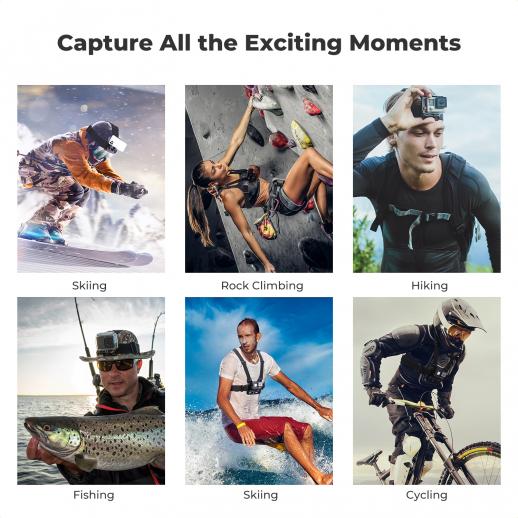 K&F Concept Head Strap & Chest Mount Set for GoPro Hero 13 12 11 10 9 8 7 6 5 4 Session DJI Osmo Action Cameras, Quick Release Adjustable Action Camera Accessories Kit