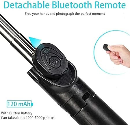 Omfoo R1s Professional Selfie Stick for Mobile Phone 3-in-1 Multifunctional Stick Portable Tripod Stand for Travelling/YouTube Vlog Video/Travelling/for Compatible with All Smartphones (70 cm)