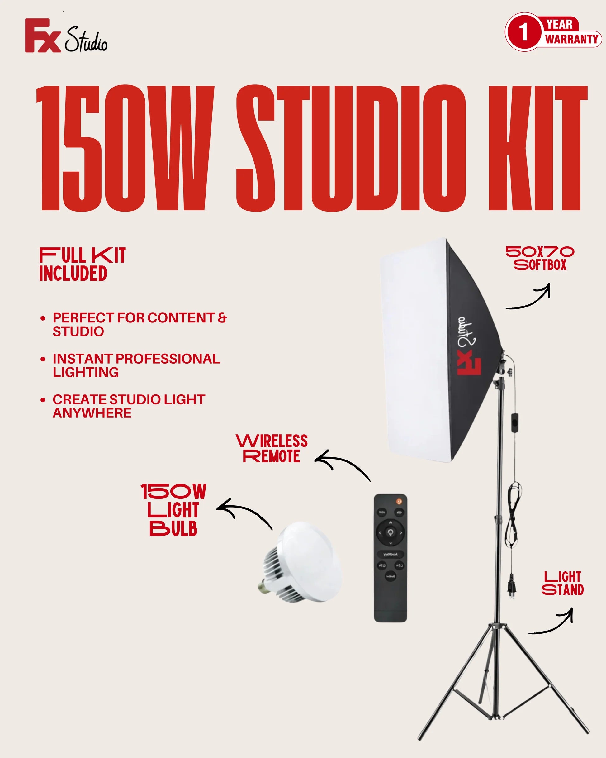 FX Studio Creator Softbox Kit 150W