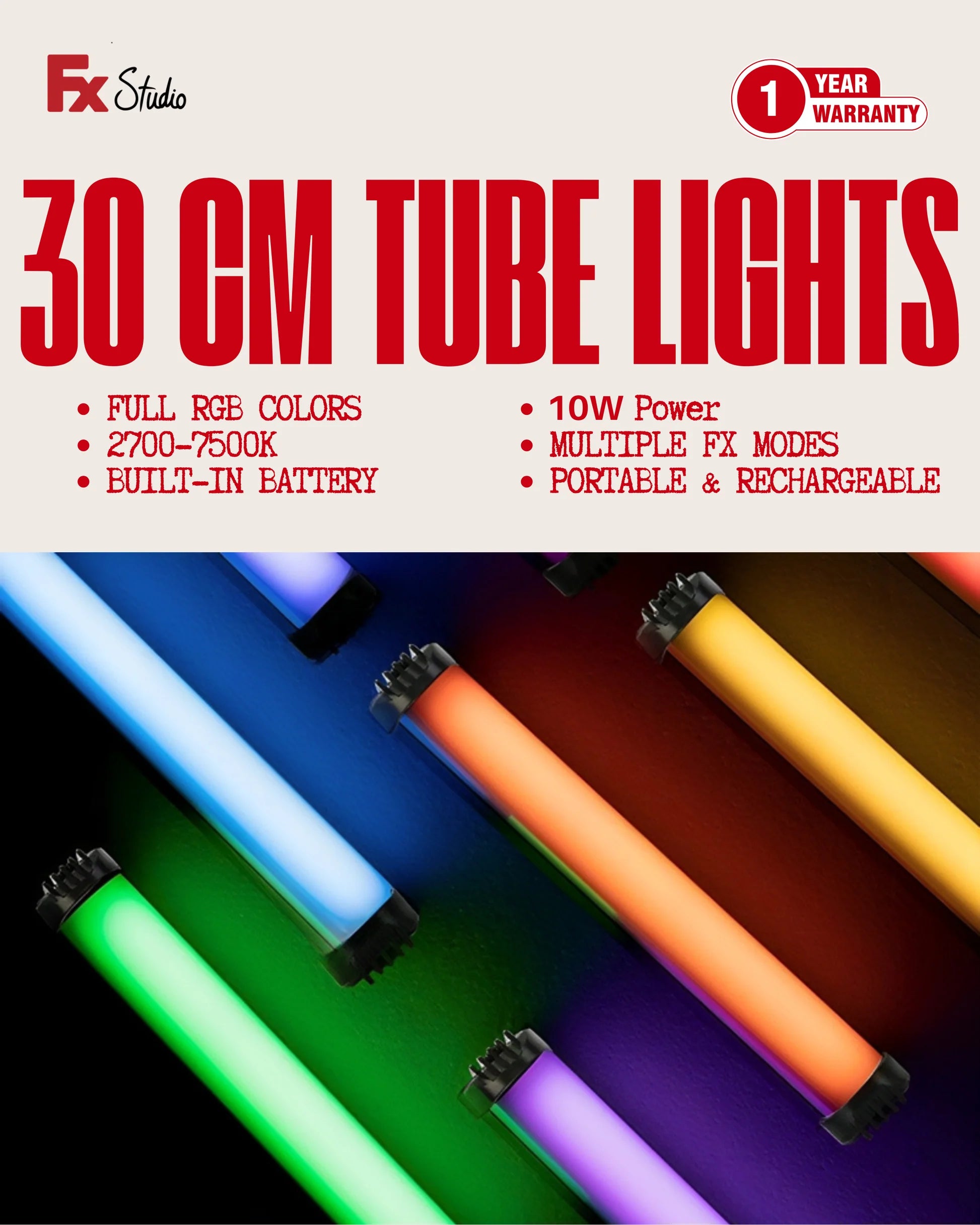 FX Studio 30cm Tube Lights (10W)