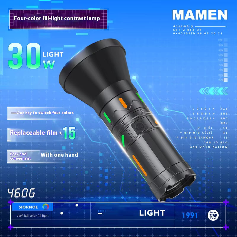 MAMEN Styling Fill Light 30W Contrast Flashlight Four-color Custom Photography Light Studio Spotlight With Styling cards