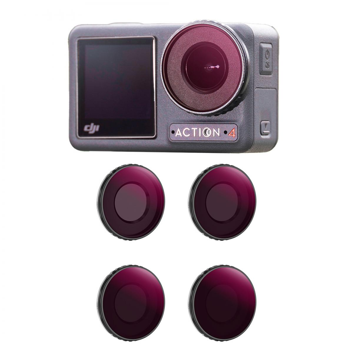 DJI Osmo Action 4 / Action 5 PRO ND&PL Filter Kit ND8&PL + ND16&PL + ND32&PL + ND64&PL 4 Pack Optical Glass Filters with Multi-Layer Coating Neutral Density Polarizing Multi-Function Filters for Osmo Action 4