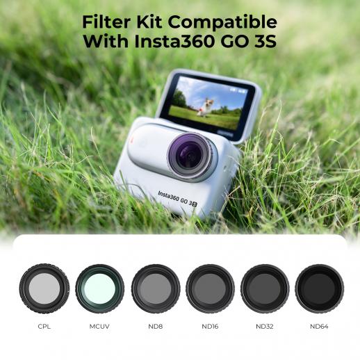 K&F Insta360 GO 3S CPL + UV + ND8 + ND16 + ND32 + ND64 Filters Kit Neutral Density Polorizing Camera Len Filters 28 Multi-Layer Coated