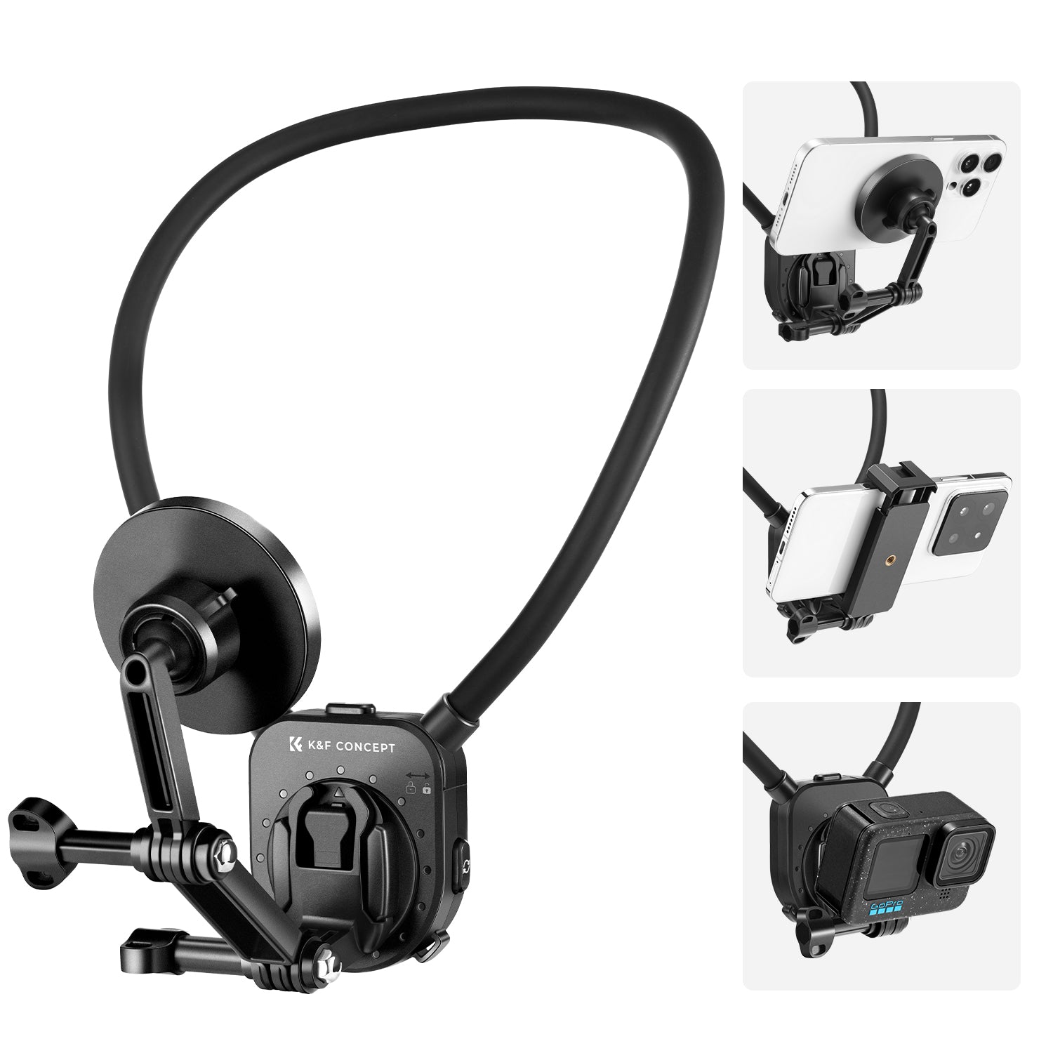 Magnetic Neck Phone Mount for Recording, Hands-Free POV/Vlog Video Filming, Magnetic Phone Chest Mount for GoPro / DJI Action / Insta360, Neck Holder