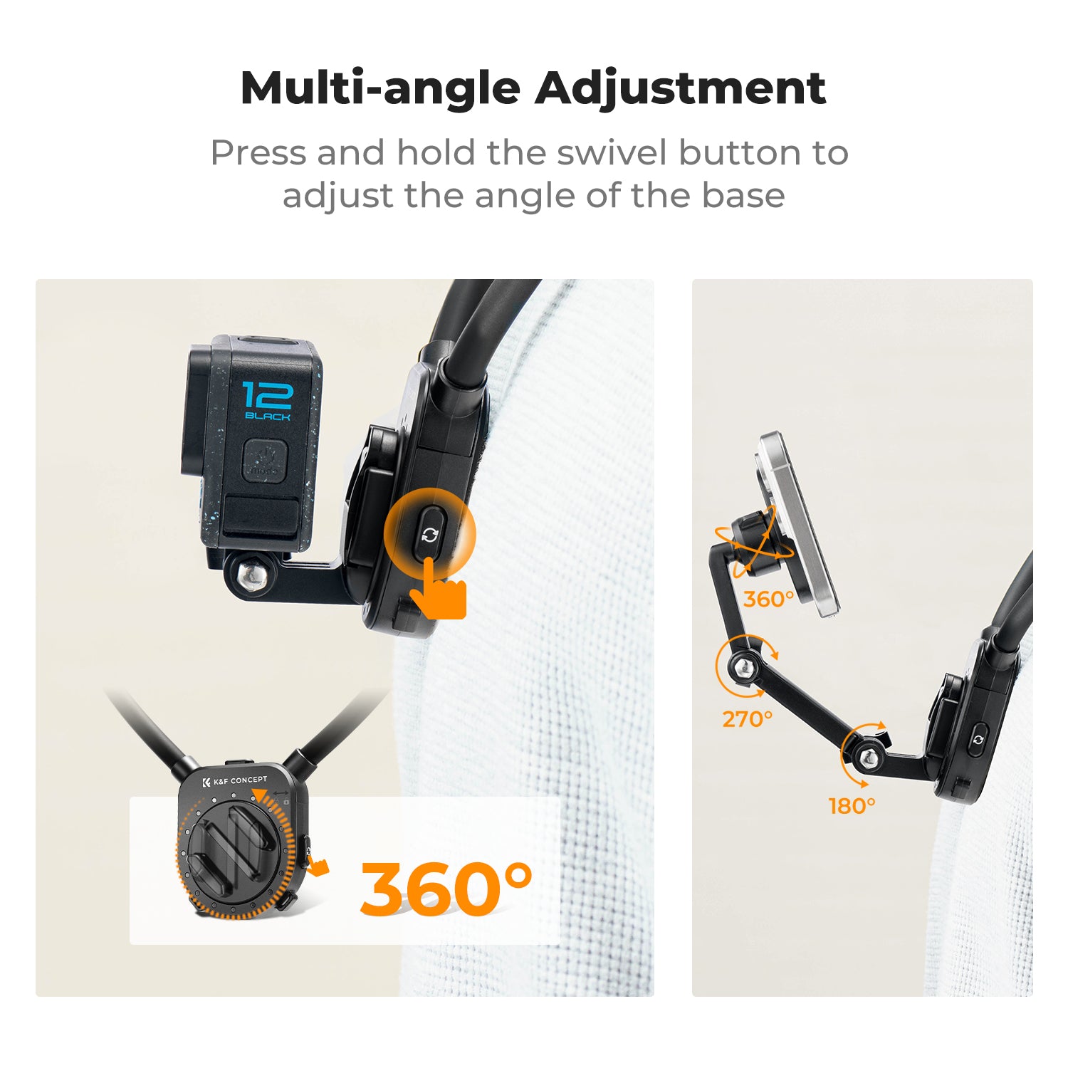 Magnetic Neck Phone Mount for Recording, Hands-Free POV/Vlog Video Filming, Magnetic Phone Chest Mount for GoPro / DJI Action / Insta360, Neck Holder