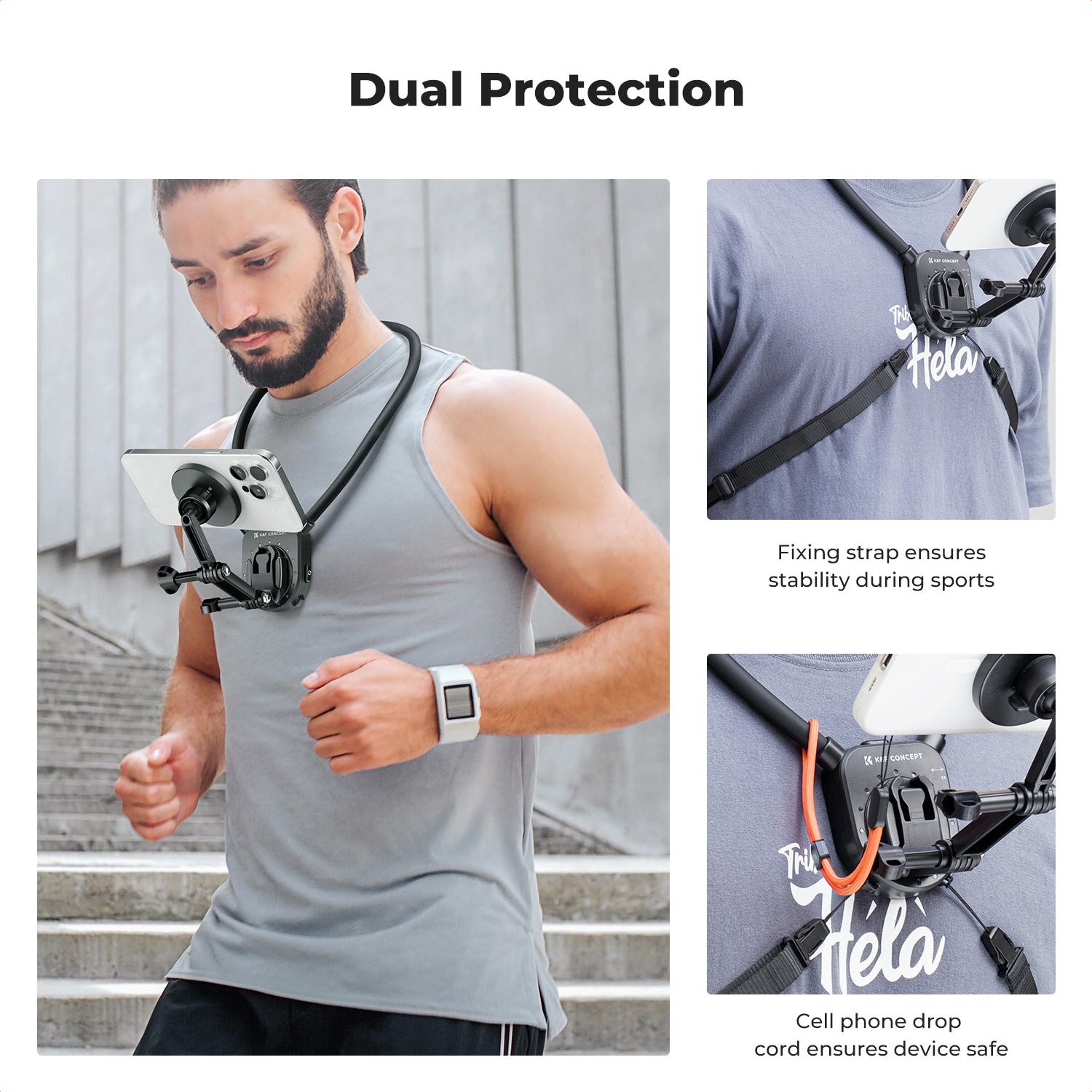 Magnetic Neck Phone Mount for Recording, Hands-Free POV/Vlog Video Filming, Magnetic Phone Chest Mount for GoPro / DJI Action / Insta360, Neck Holder