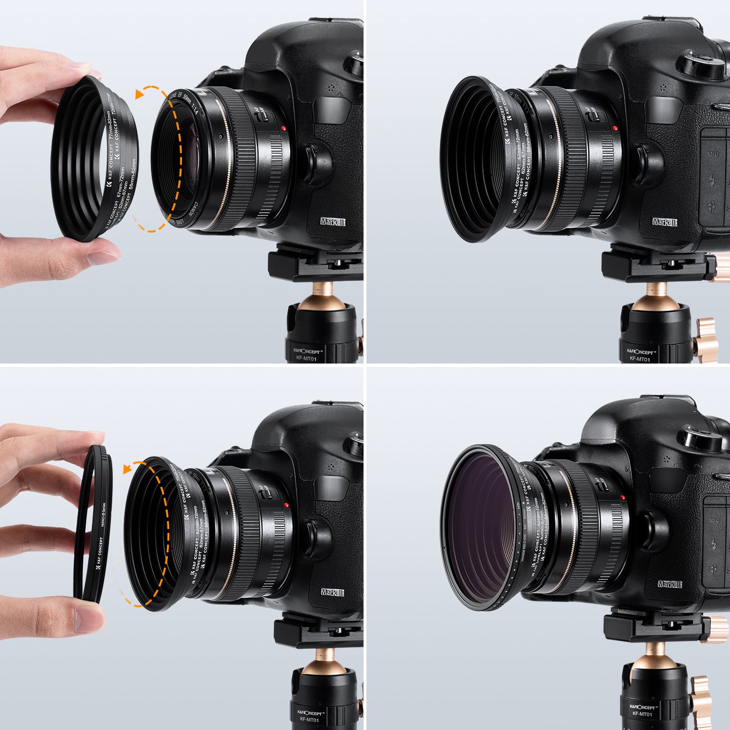 18 Pieces Filter Ring Adapter Set, Camera Lens Filter Metal Stepping Rings Kit (Includes 9pcs Step Up Ring Set + 9pcs Step Down Ring Set)