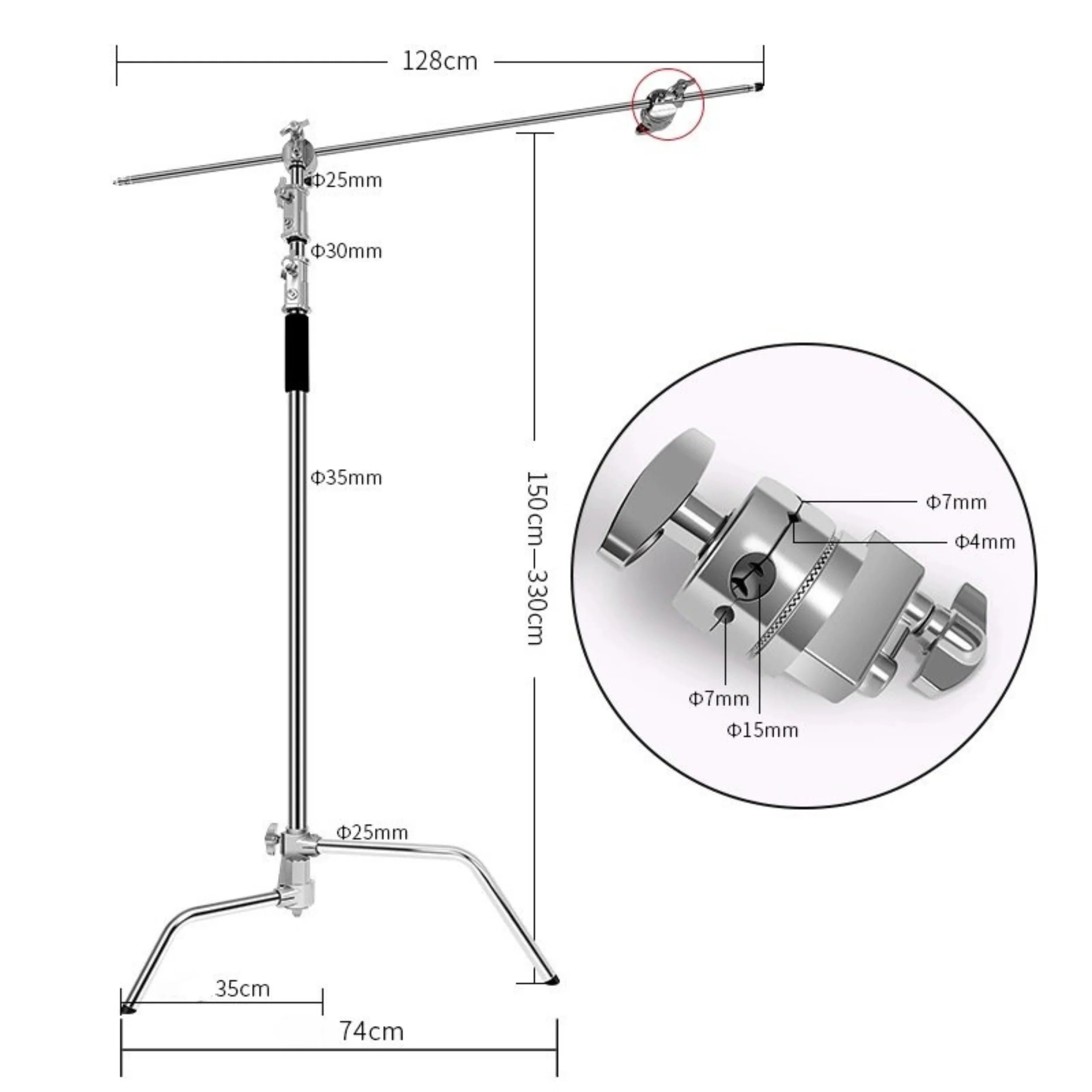 FX Studio 3M Stainless Steel C-Stand with Boom Arm
