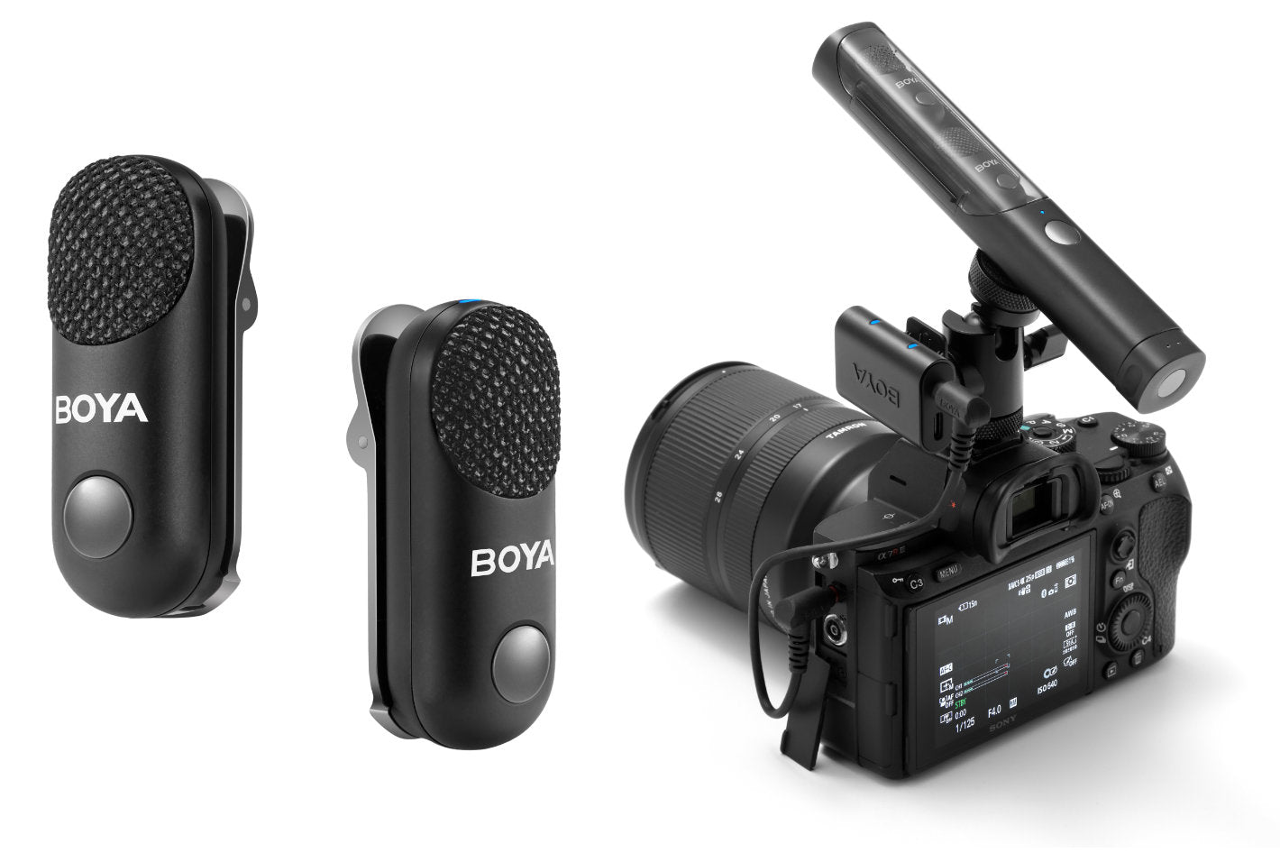 BOYA Magic-02 | AI-Powered 2-Person Wireless Mic System for Cameras & Mobile (USB-C + Lightning + 3.5mm)