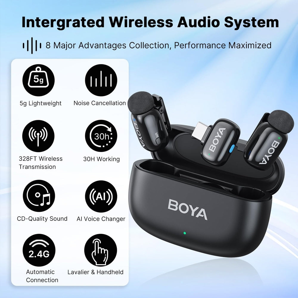 BOYA Mini 14 For Andriod Type C Dual Wireless Microphone With Charging Case