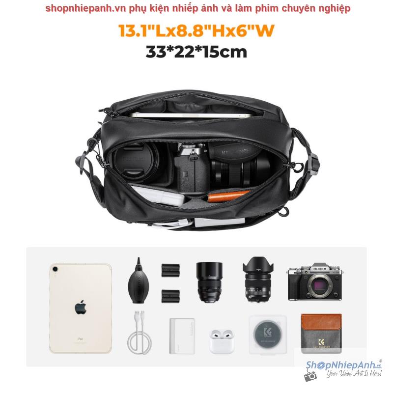 K&F Concept Alpha Camera Sling Bag 10L Photography Shoulder Bag, Compatible with Canon / Nikon / Sony Cameras / DJI Mavic Drones - Sling Bag10L Urban Wander 01 (Black )