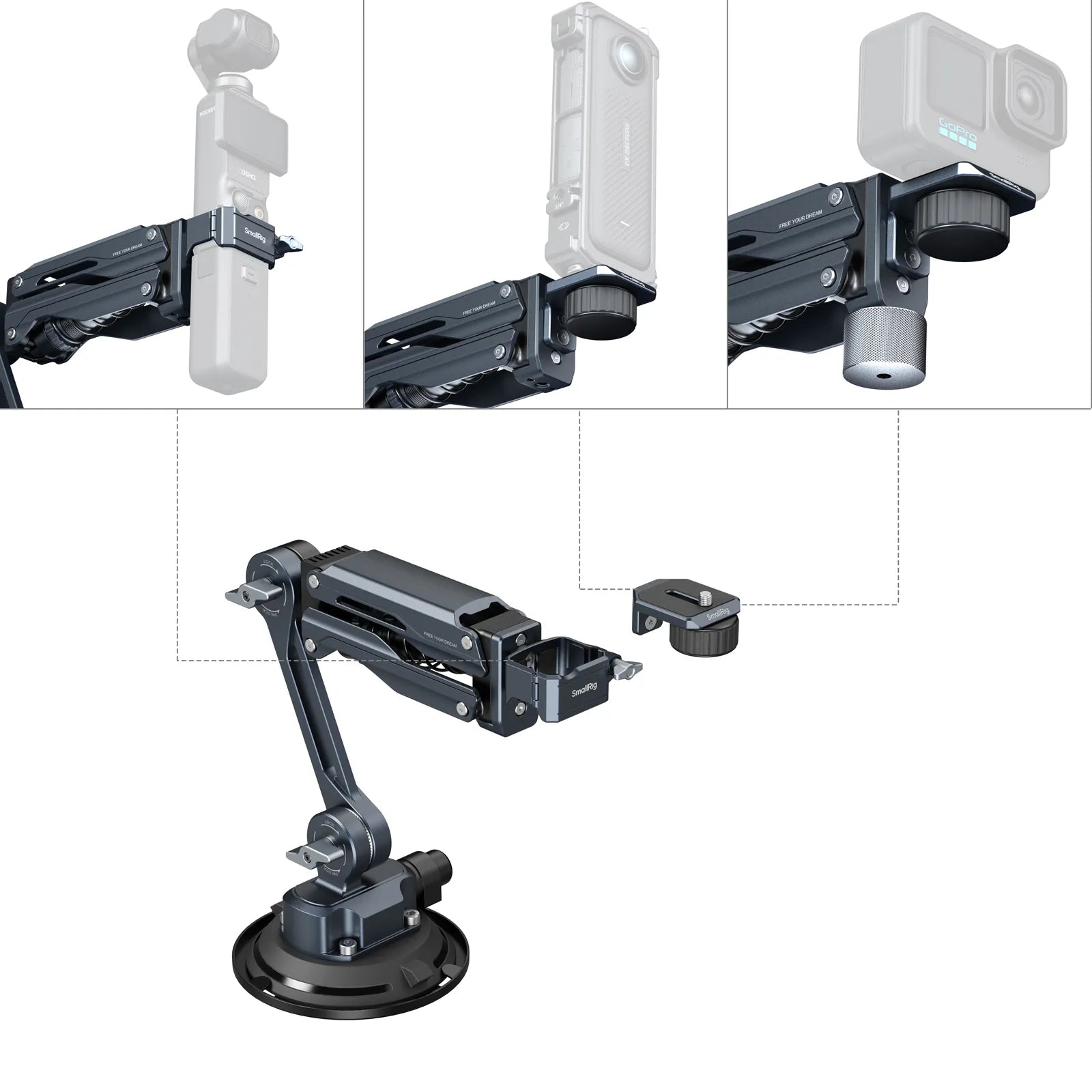 SmallRig mini Shock Absorber Arm for DJI Osmo Pocket 3 / GoPro HERO13 / Insta360 X4 / X5