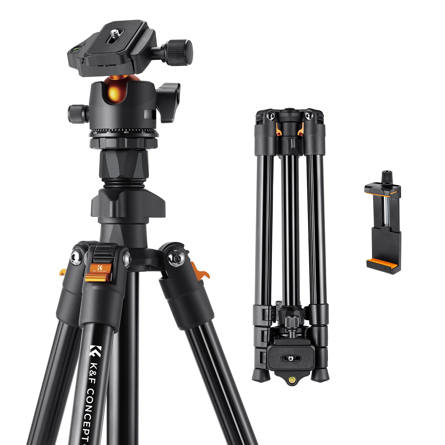 k&F 1.6m Lightweight Aluminum Compact Camera Tripod Flexible & Portable 8kg Load +BH-28L