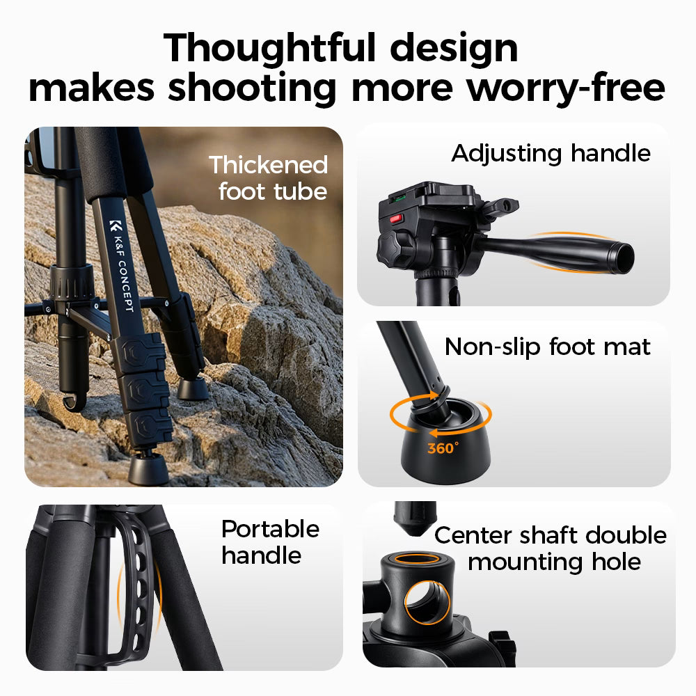 K&F Concept S254A3+BV07 Overhead Tripod with Monopod & Horizontal Arm – Blue