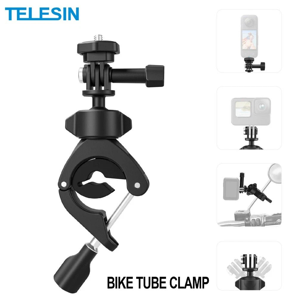 TELESIN 360° Super Cycling Tube Clamp Clip For GoPro DJI OSMO Action Insta360