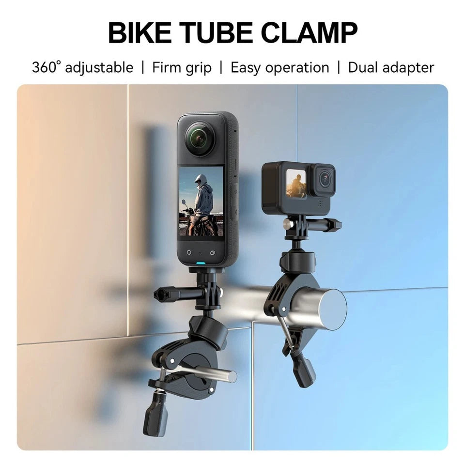 TELESIN 360° Super Cycling Tube Clamp Clip For GoPro DJI OSMO Action Insta360