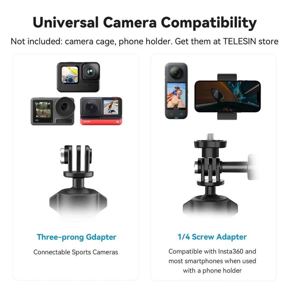 TELESIN 360° Super Cycling Tube Clamp Clip For GoPro DJI OSMO Action Insta360