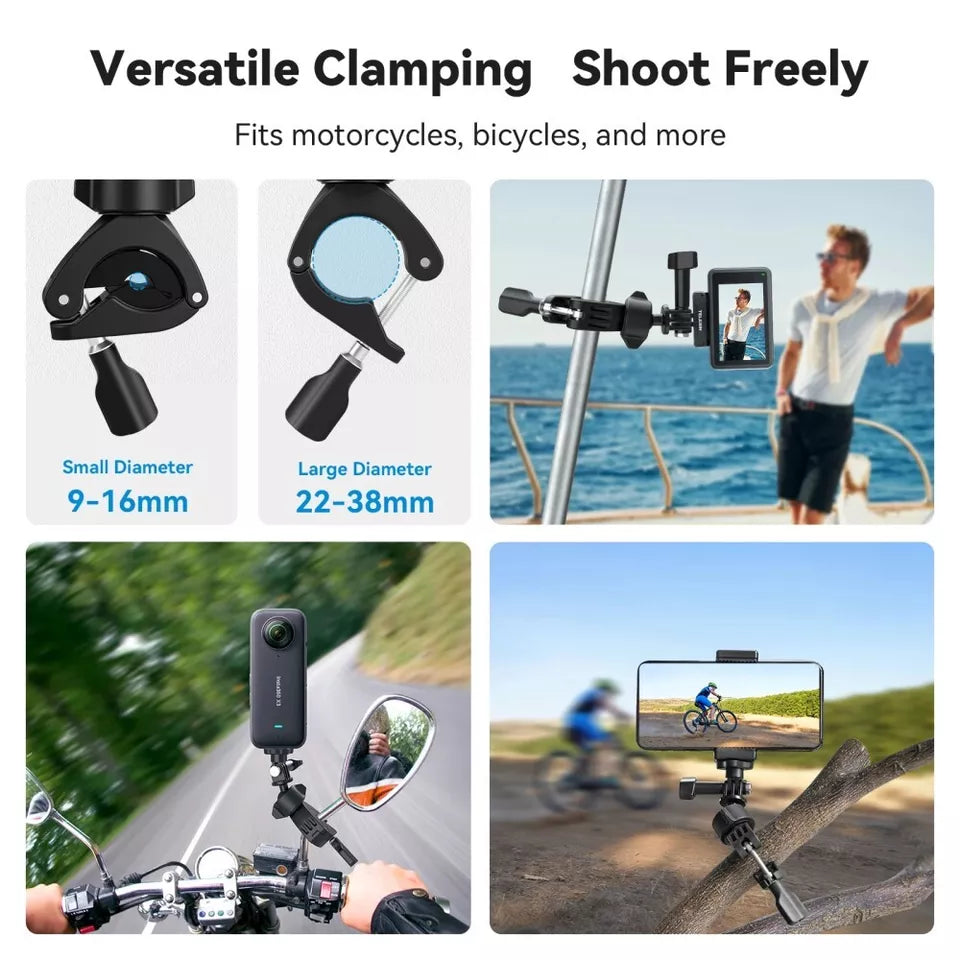 TELESIN 360° Super Cycling Tube Clamp Clip For GoPro DJI OSMO Action Insta360