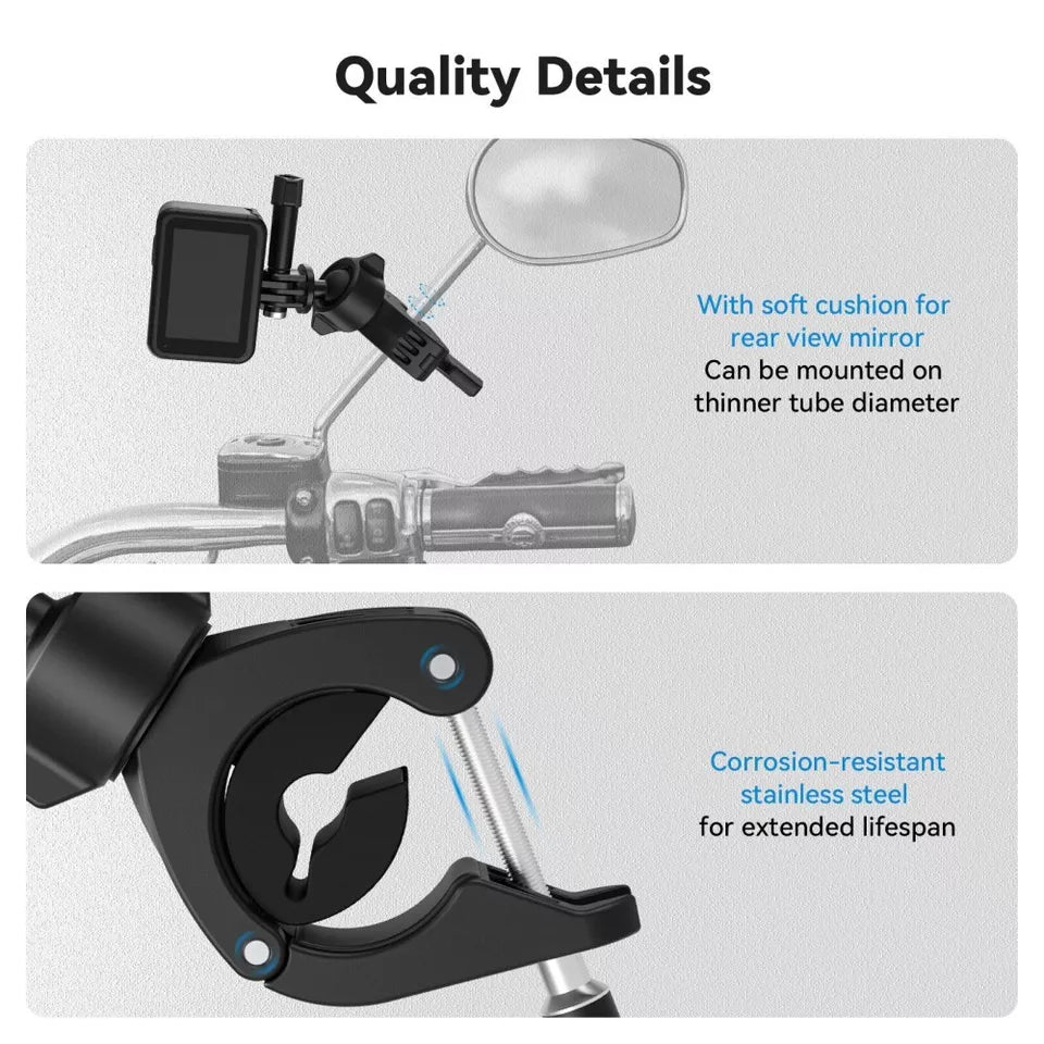 TELESIN 360° Super Cycling Tube Clamp Clip For GoPro DJI OSMO Action Insta360