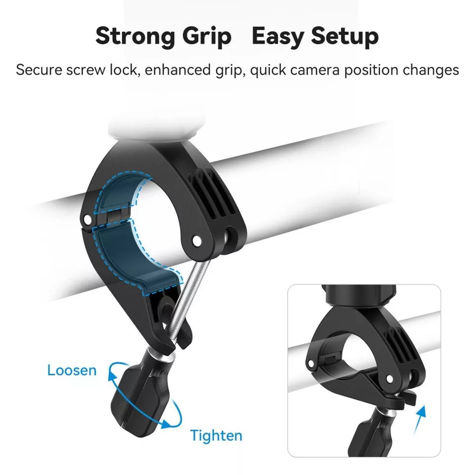 TELESIN 360° Super Cycling Tube Clamp Clip For GoPro DJI OSMO Action Insta360